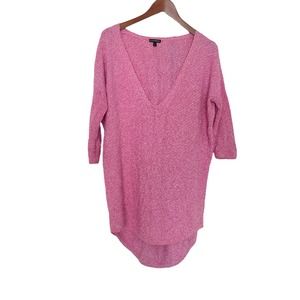 Express batwing plunging neck knit sweater marble pink white M